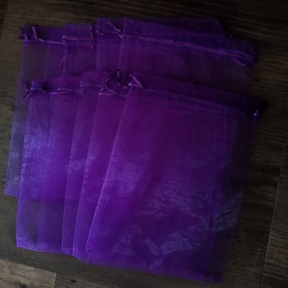 10 Purple Organza Bags - Large - Picture 1 of 3
